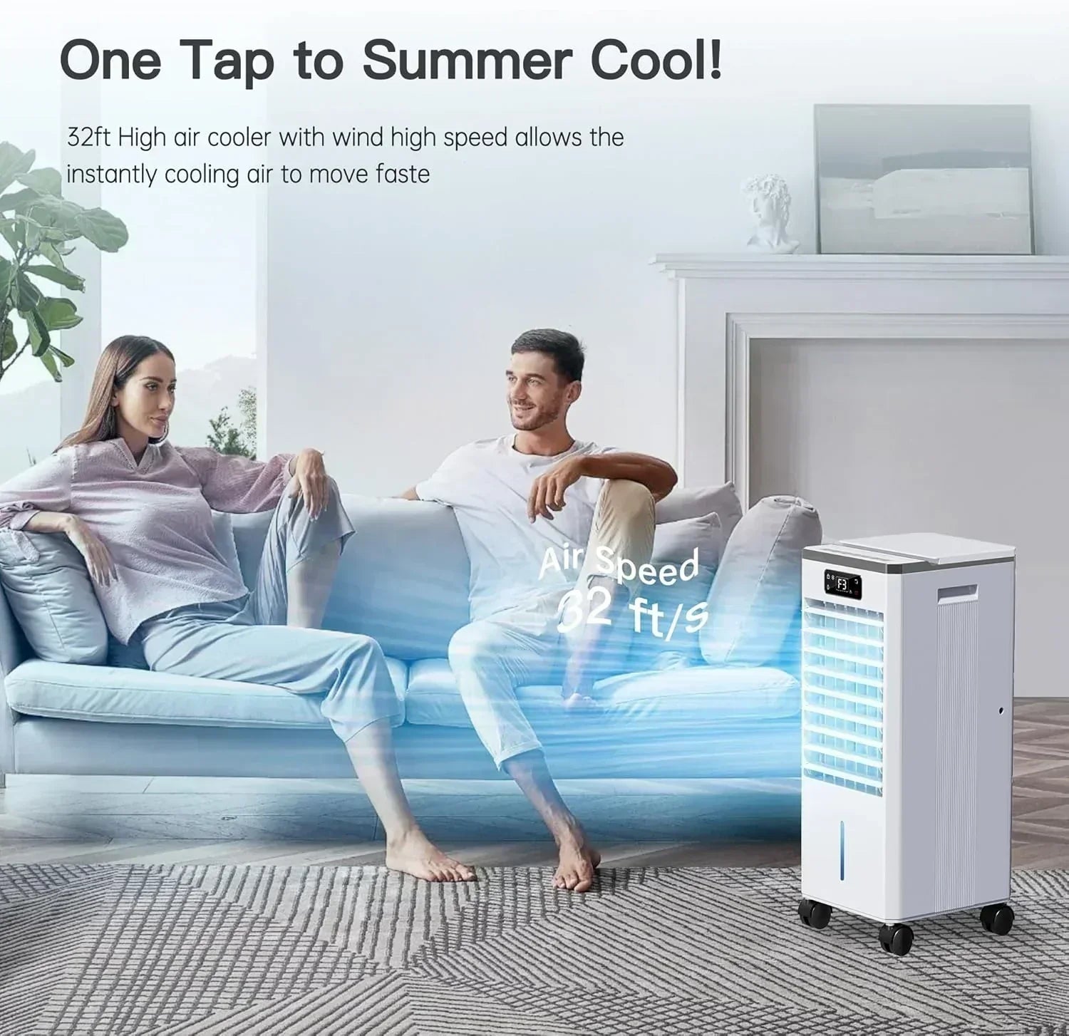 Windowless Portable Air Conditioners Evaporative Air Cooler 3 Modes & 3 Speeds 12H Timer wourant