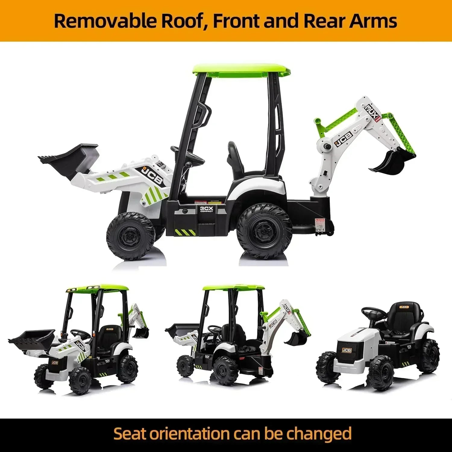12V JCB Ride On Excavator Ride on Toys for Kids 4-8 Electric Car for Kids with Tractor wourant