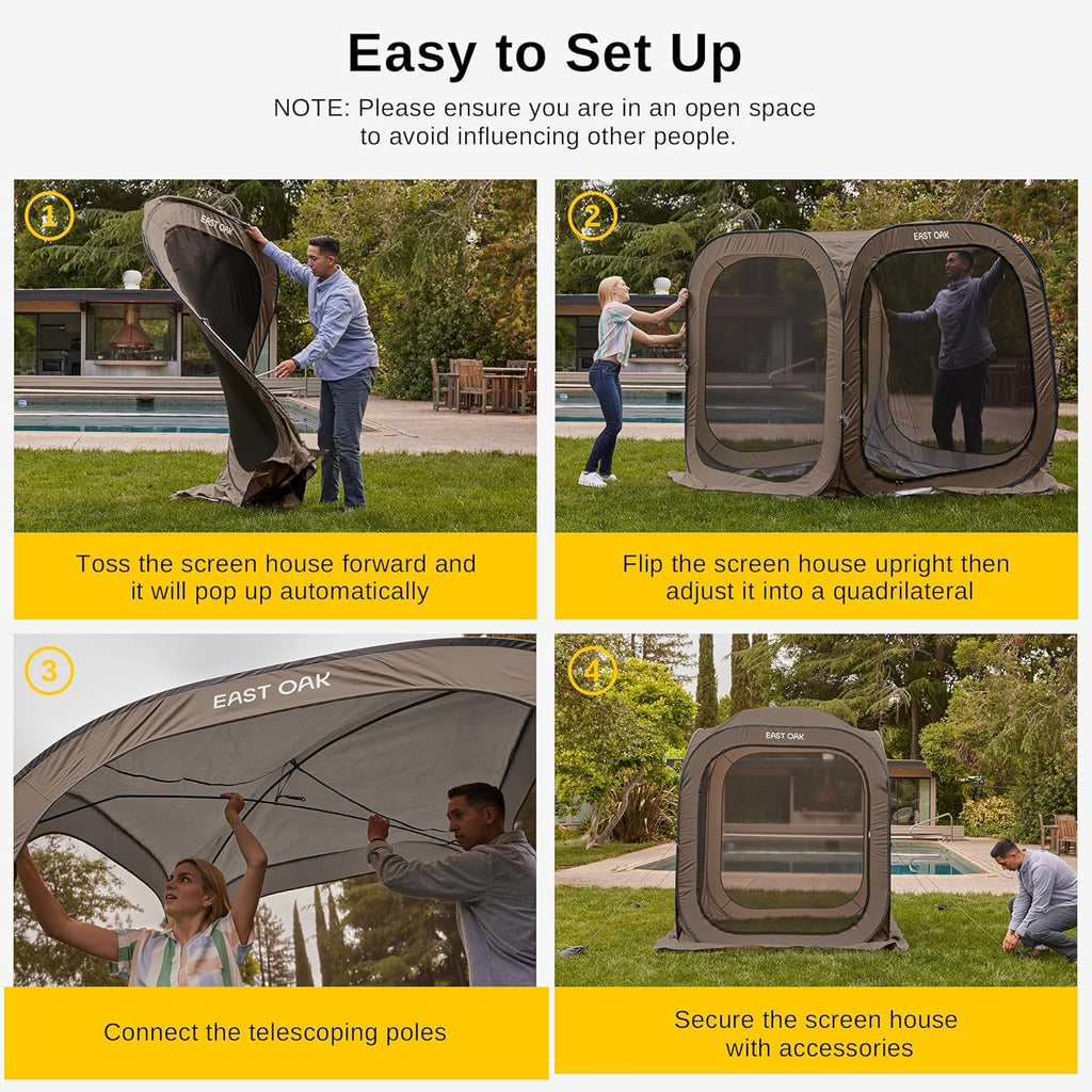 EAST OAK Screen House Tent Pop-Up Portable Screen Room Canopy Instant Screen Tent 10 x 10 FT wourant