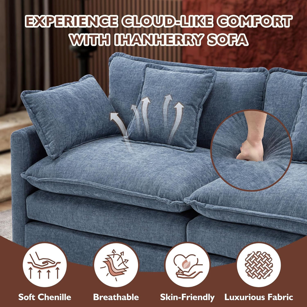 ihanherry 146-inch U-shaped modern sofa modular area cloud sofa wourant