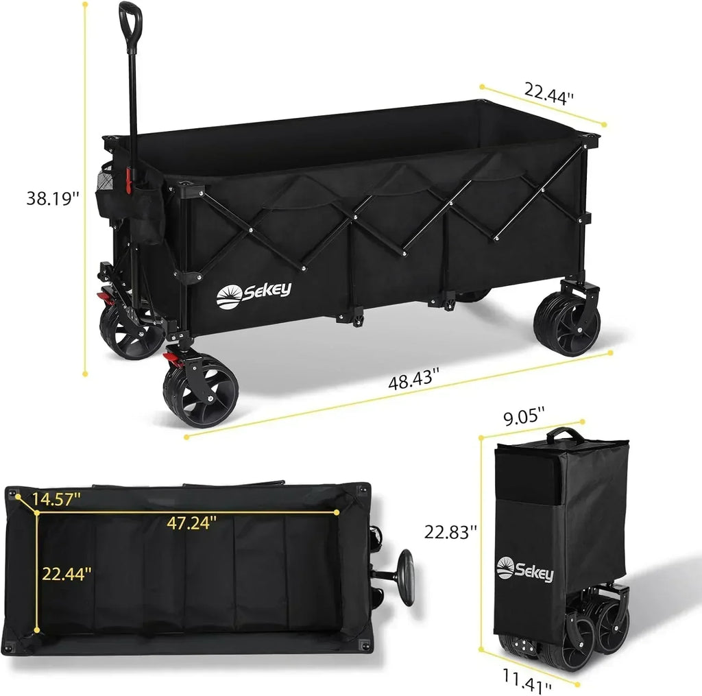 Sekey 48 Inch Long Foldable Extended Travel Cart 440 Lbs Folding Multi-Purpose Garden Cart wourant
