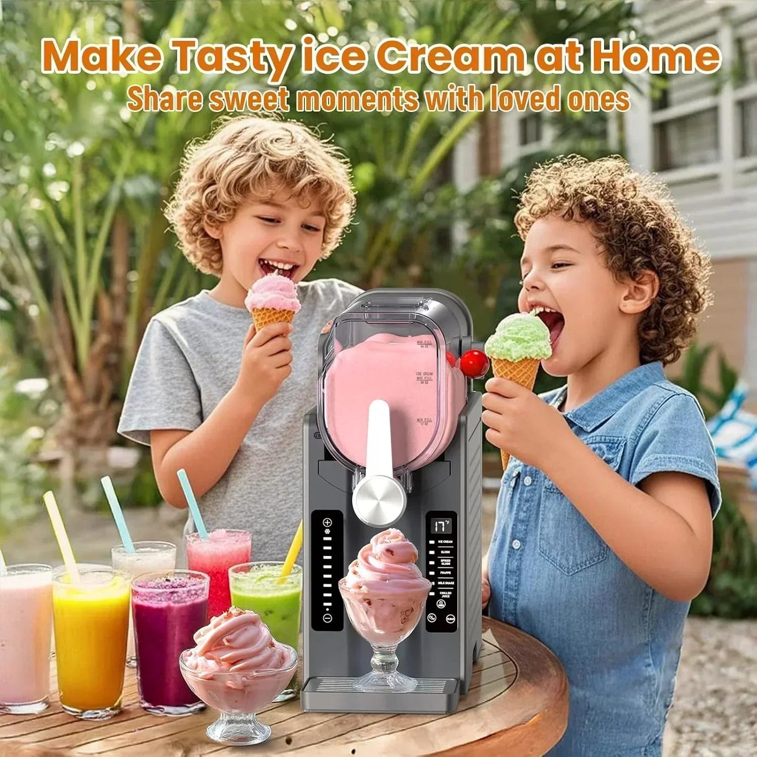 Slushie Machine Professional Frozen Drink Maker No Ice Needed Slushy Machine with LED Display wourant
