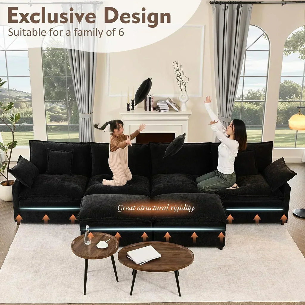 108 Inch U Shape Sofa Sectional Sofa Comfortable Cloud Sofa Living Room Deep Seat Sofa wourant