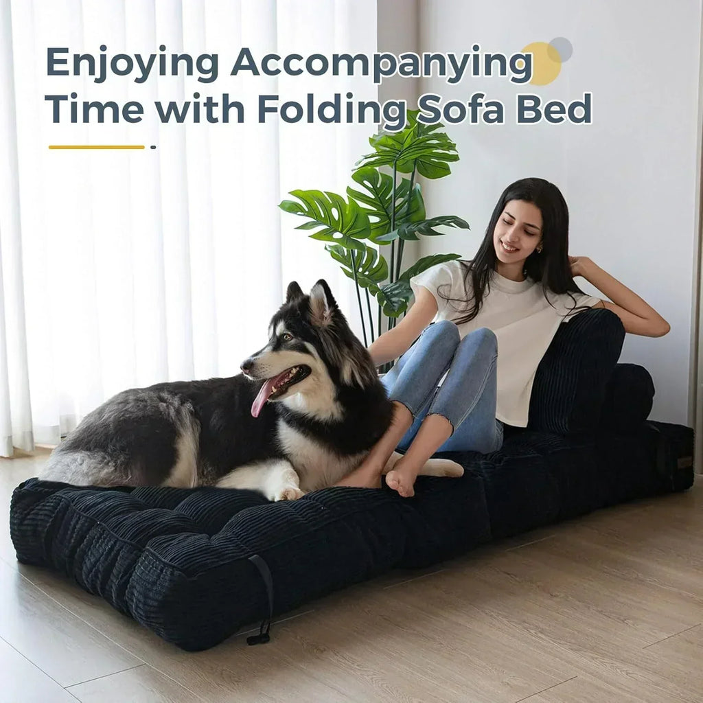 MAXYOYO Folding Sofa Bed Convertible Sleeper Chair with Pillow Foldable Mattress with Back Support wourant