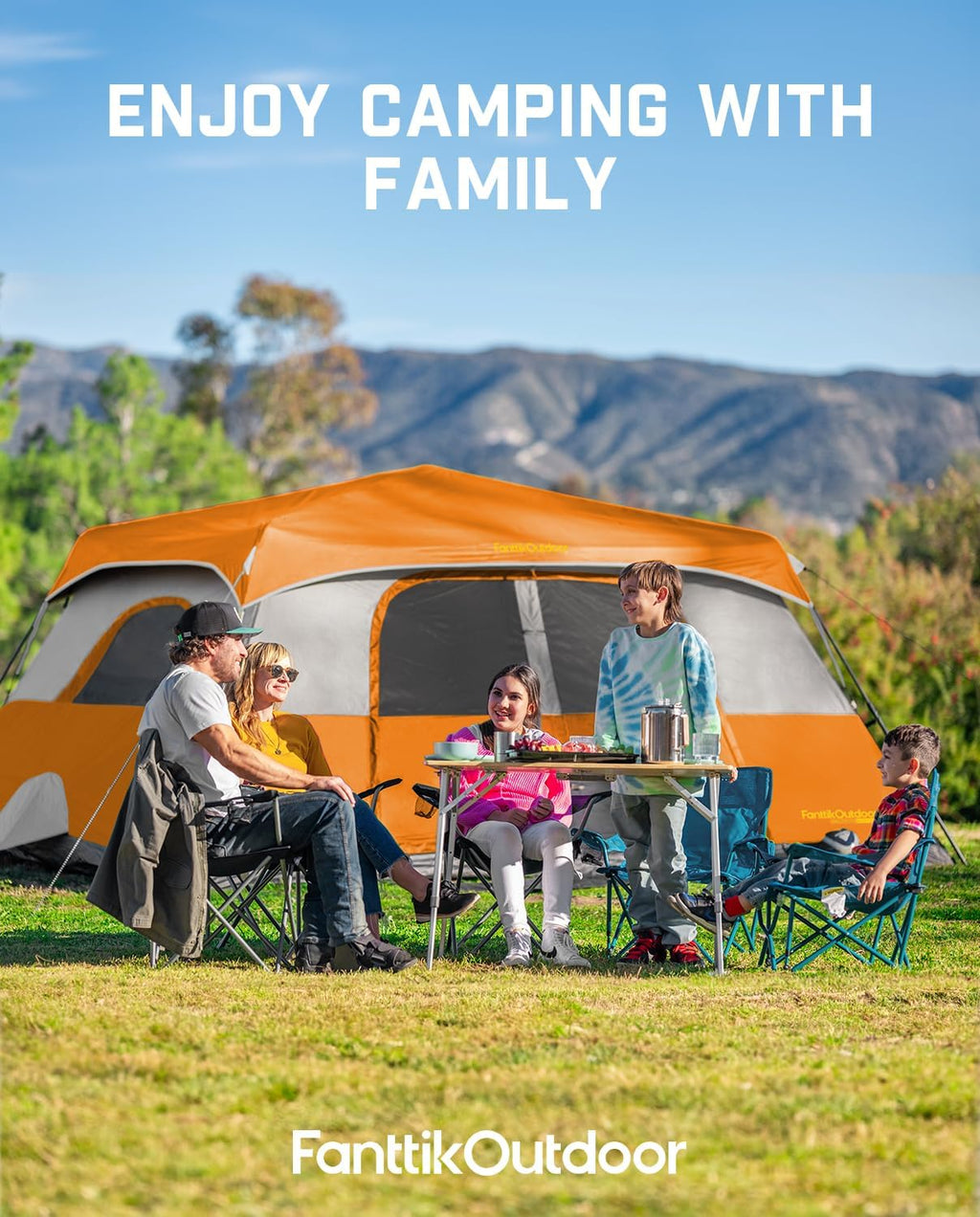 Portable camping tent for 4/6/8/10 people with instant cabin and rainproof and windproof wourant