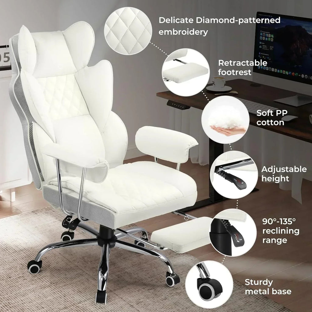 Large high back office chair high back leather gaming chair with footrest wourant