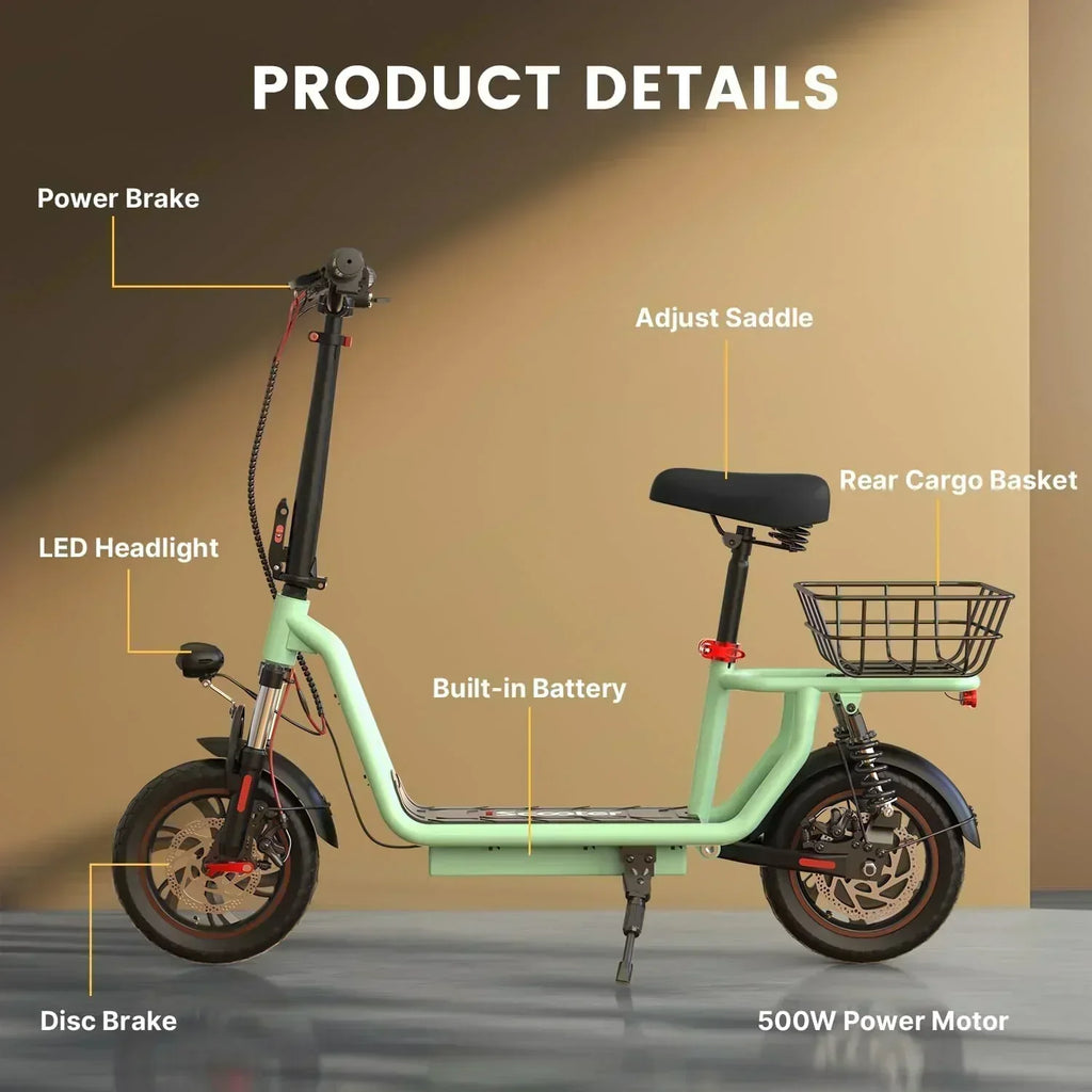 iScooter electric scooter with seat 28/19/15.6 mph top speed dual suspension scooter wourant