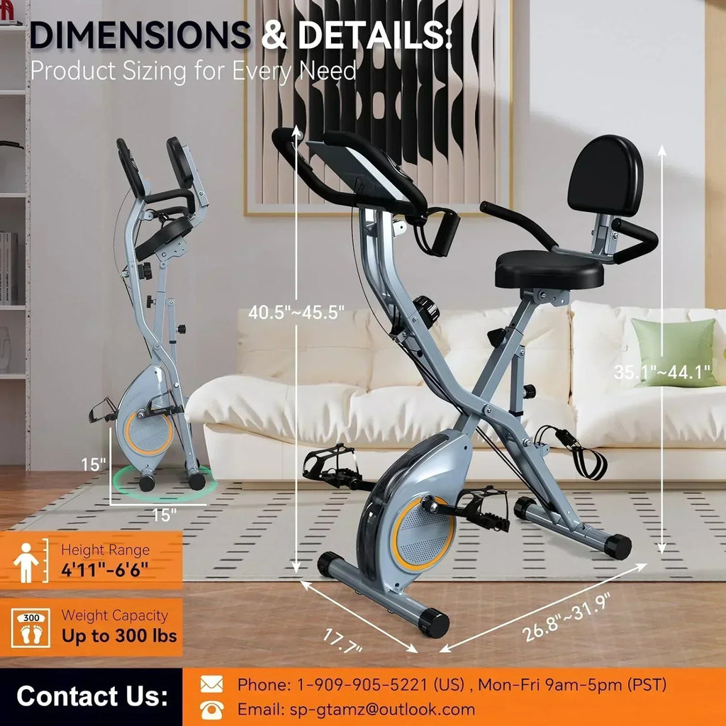 Foldable Exercise Bike Stationary Bikes  5 IN 1 Indoor Workout Cycling Bike Quiet Magnetic Resistance wourant