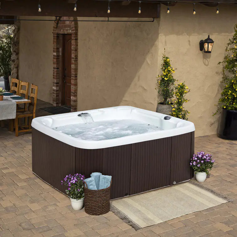 Lifesmart Spas 230 Volt 7 Person 65 Jet Square Hot Tub with Ozonator in Espresso wourant