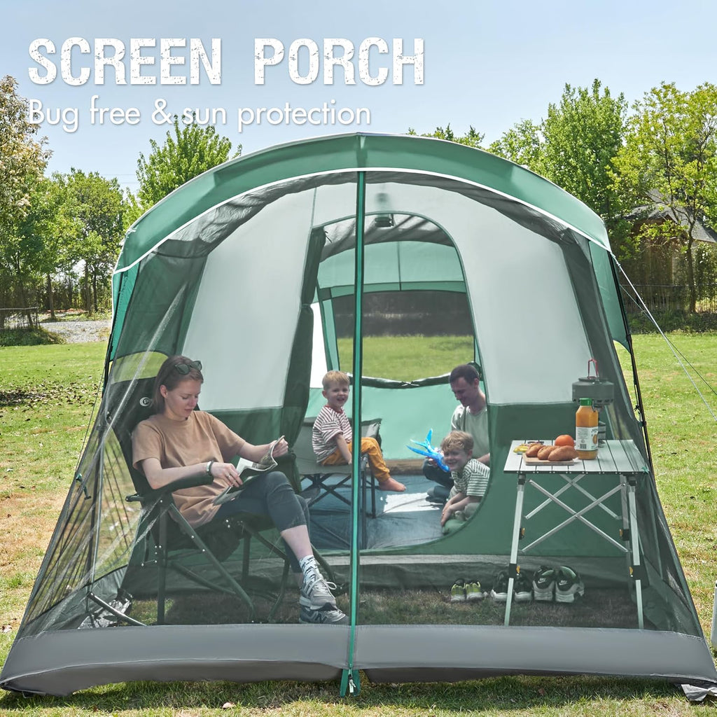 PORTAL 6/8/10 Person Family Camping Tent with Screen Room Water Resistant Big Tunnel Tent wourant