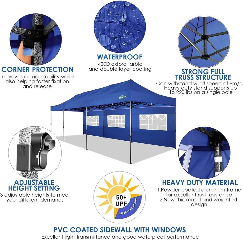COBIZI 10x20 Heavy Duty Pop up Canopy Tent 6 sidewalls Commercial Canopy Wedding Party Tents wourant
