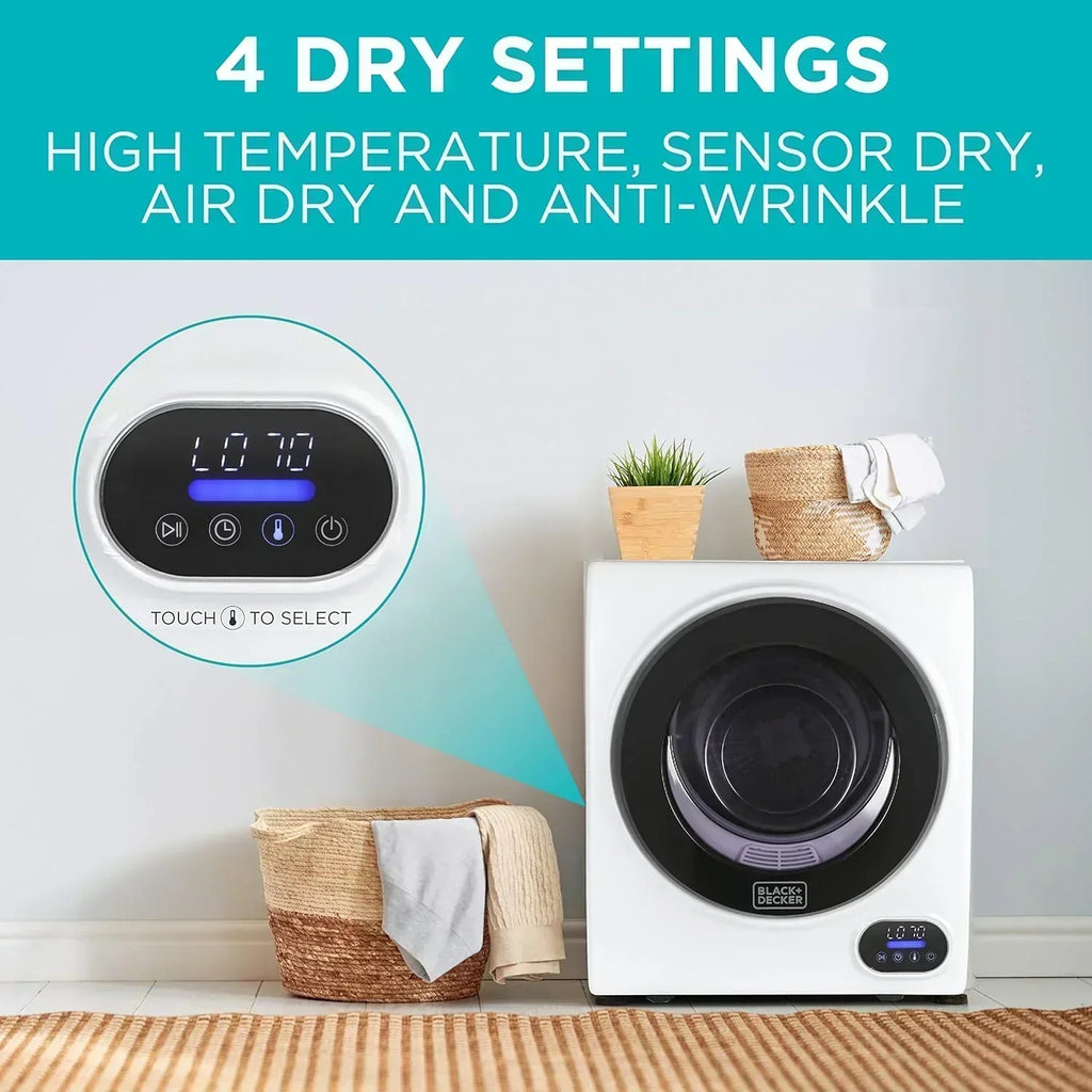 Compact Clothes Dryer 1.5 Cu. Ft. 850W Electric Dryer 120V Vented Dryer Stainless Steel Drum wourant