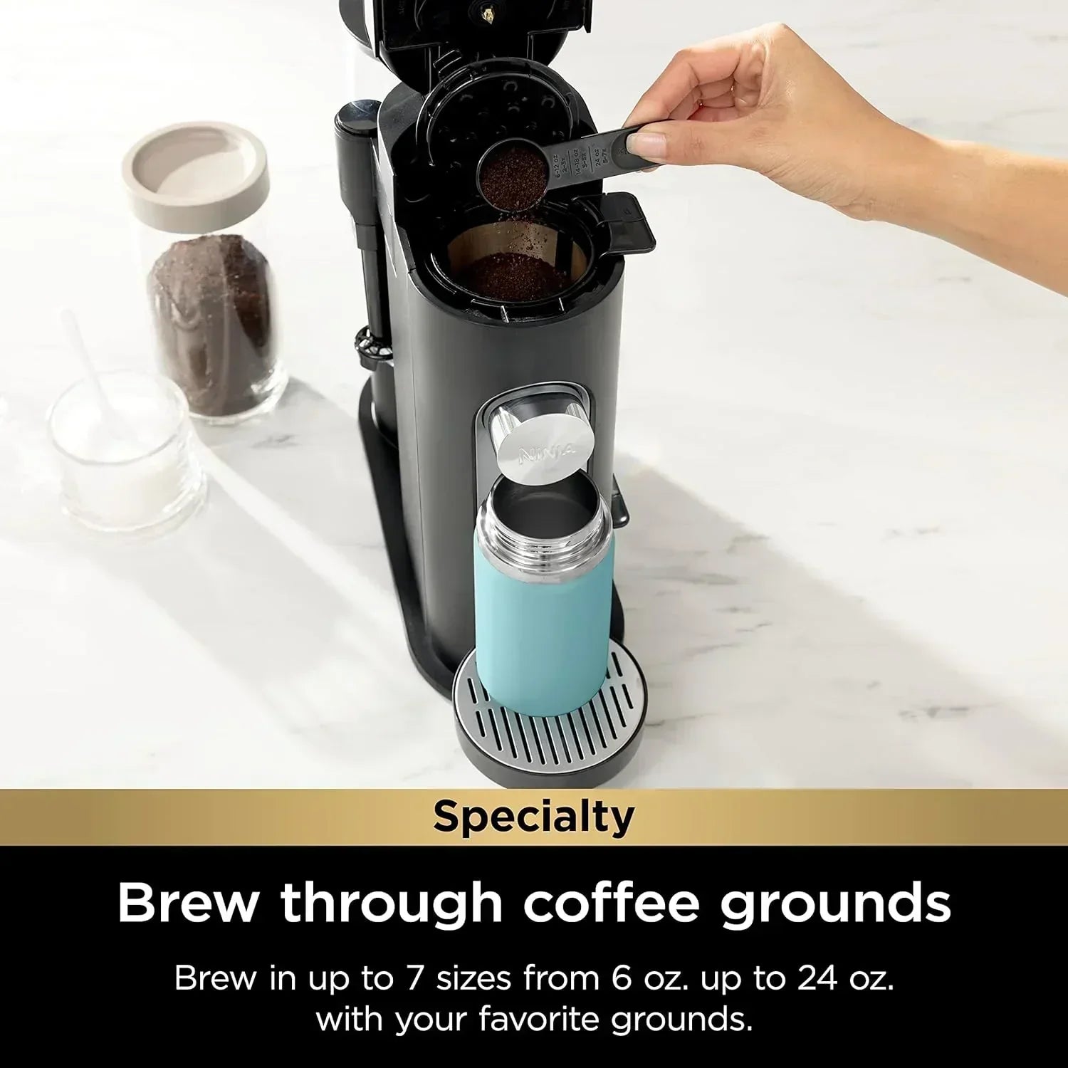 Ninja Coffee Maker Single Cup Brews with pods and grounds K-Cup compatible 4 brewing methods wourant