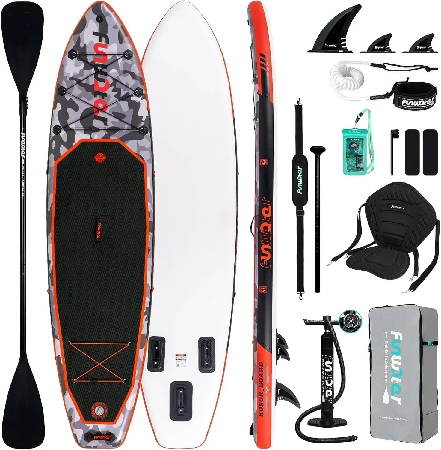FunWater Inflatable Stand Up Paddle Board Premium SUP Paddle Accessories EVA Deck wourant
