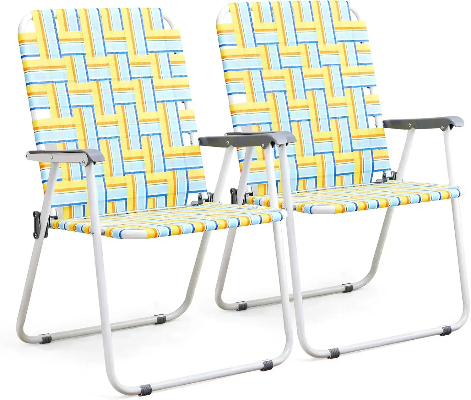 VINGLI Patio Lawn Webbed Folding Chairs Set of 2 Outdoor Beach Portable Lawn Chair wourant