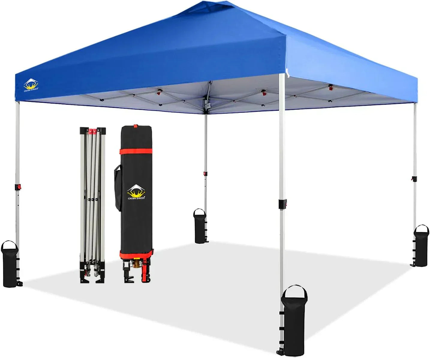 10x10 Pop-Up Awning One-Click Installation Beach Tent Outdoor Sunshade Silver Coated Top wourant