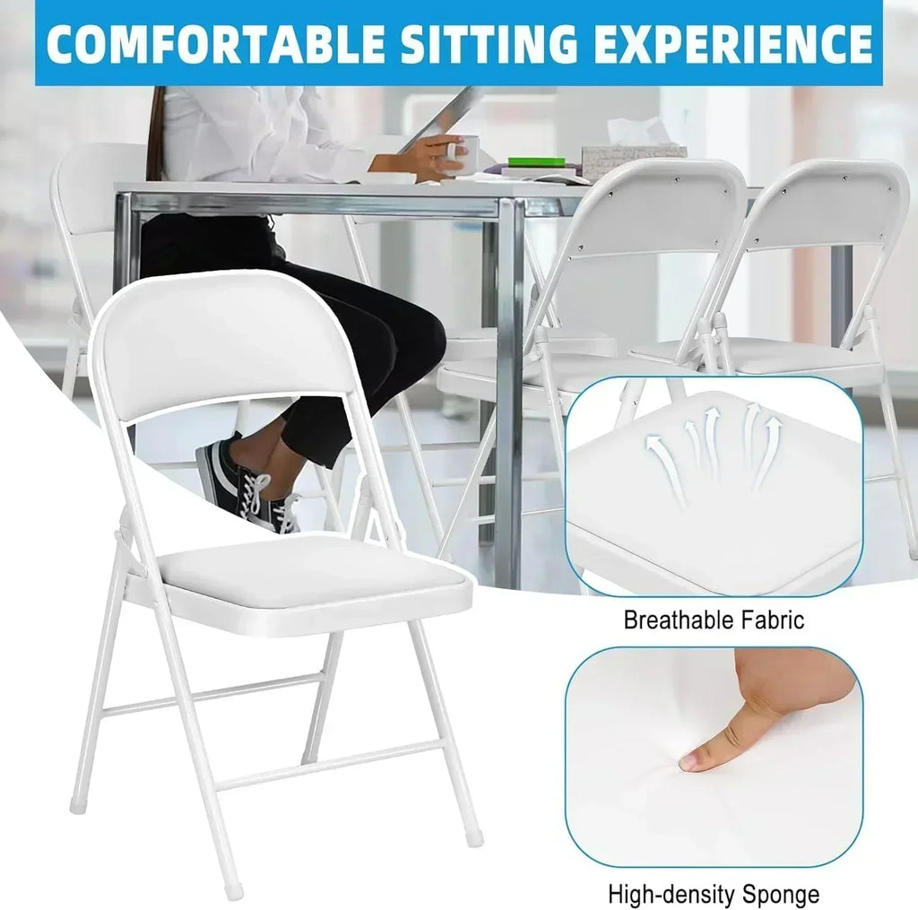 6 Pack Black Folding Chairs with Leather Chairs Events Office Wedding Party Upholstered Chairs wourant