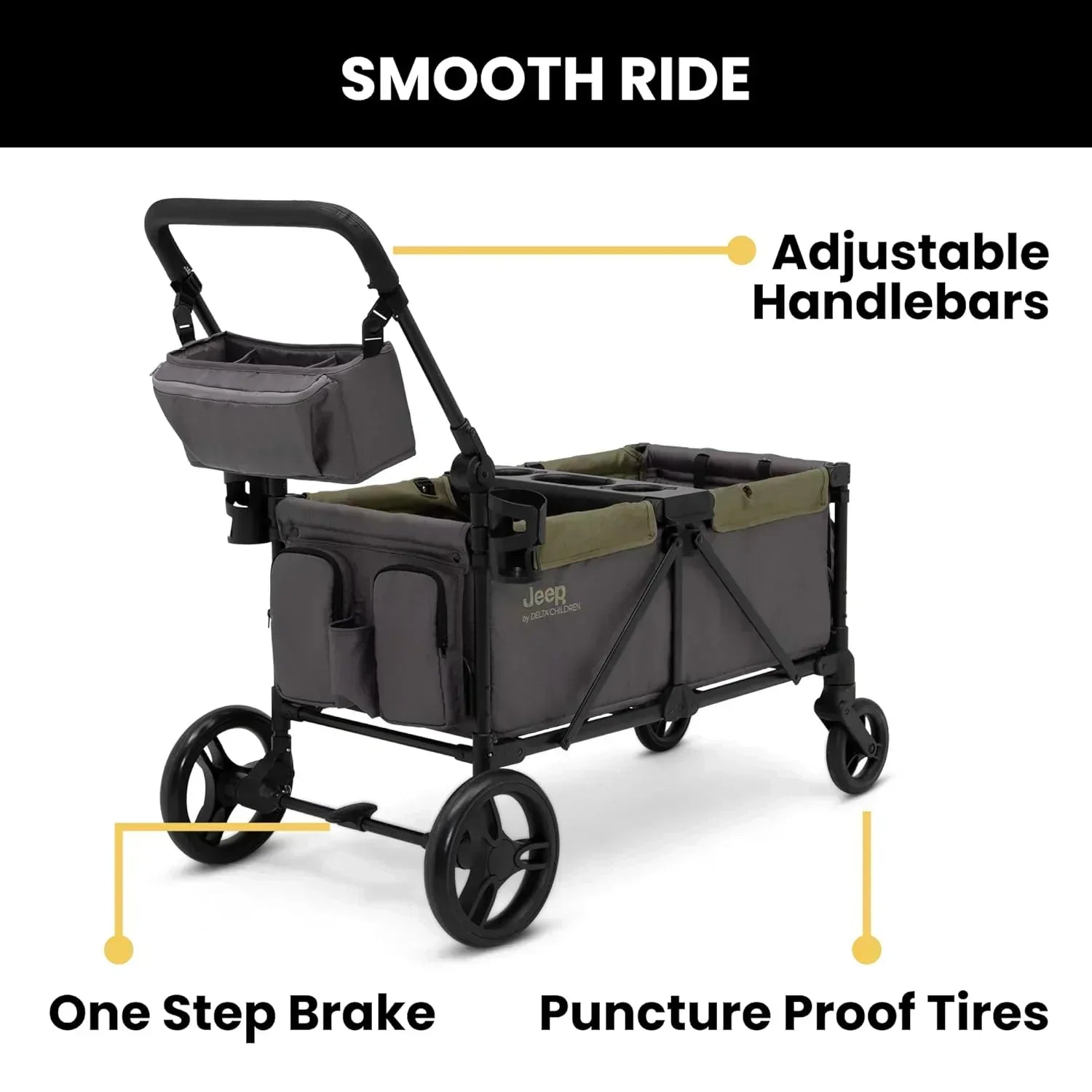 Jeep Sport All-Terrain Stroller Wagon by Delta Children Includes Canopy Parent Organizer wourant