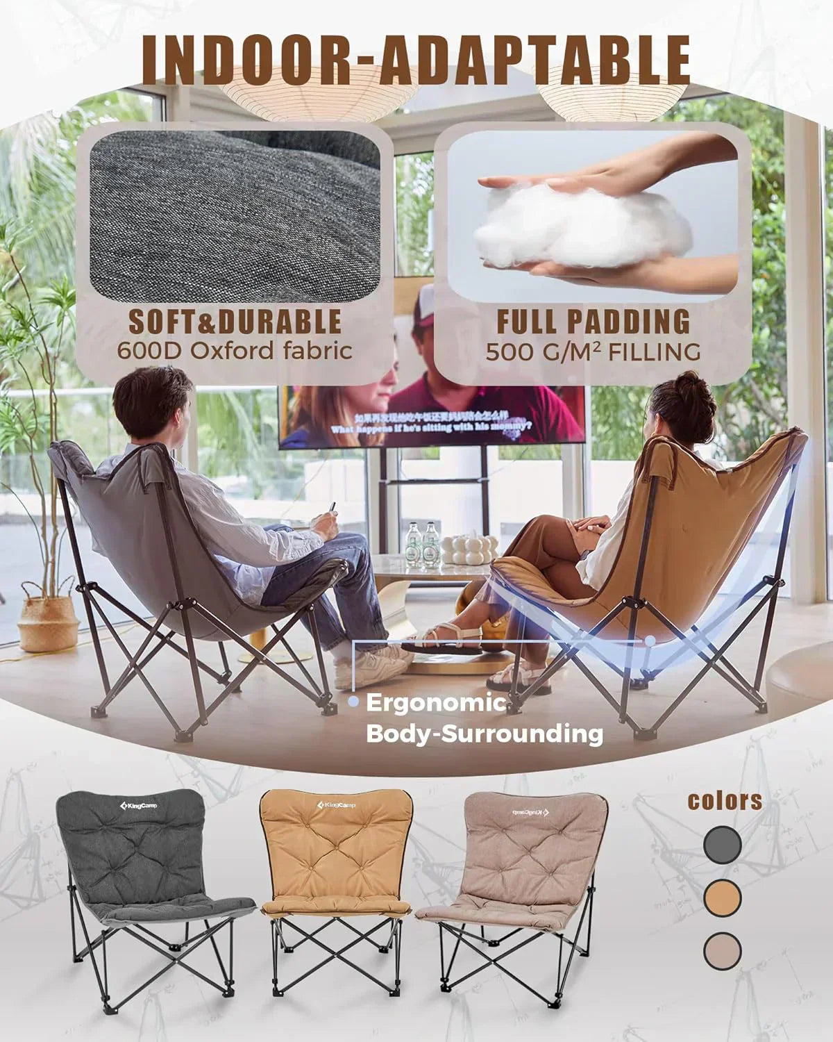 Butterfly chair extra large thick comfortable camping chair portable folding chair heavy duty seat wourant