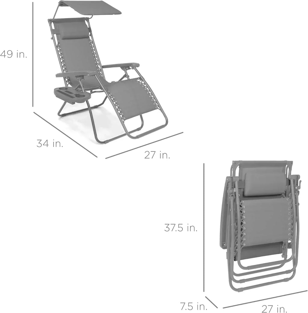Best Choice Products Folding Zero Gravity Recliner Patio Lounge Chair Adjustable Canopy Shade wourant