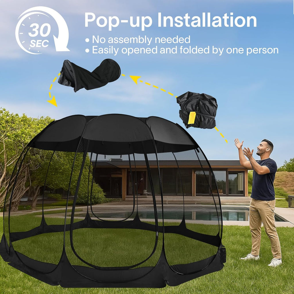 Screen gazebo sleeps 6-10-15 people Igloo-style canopy tent mosquito net on the sides Perfect wourant