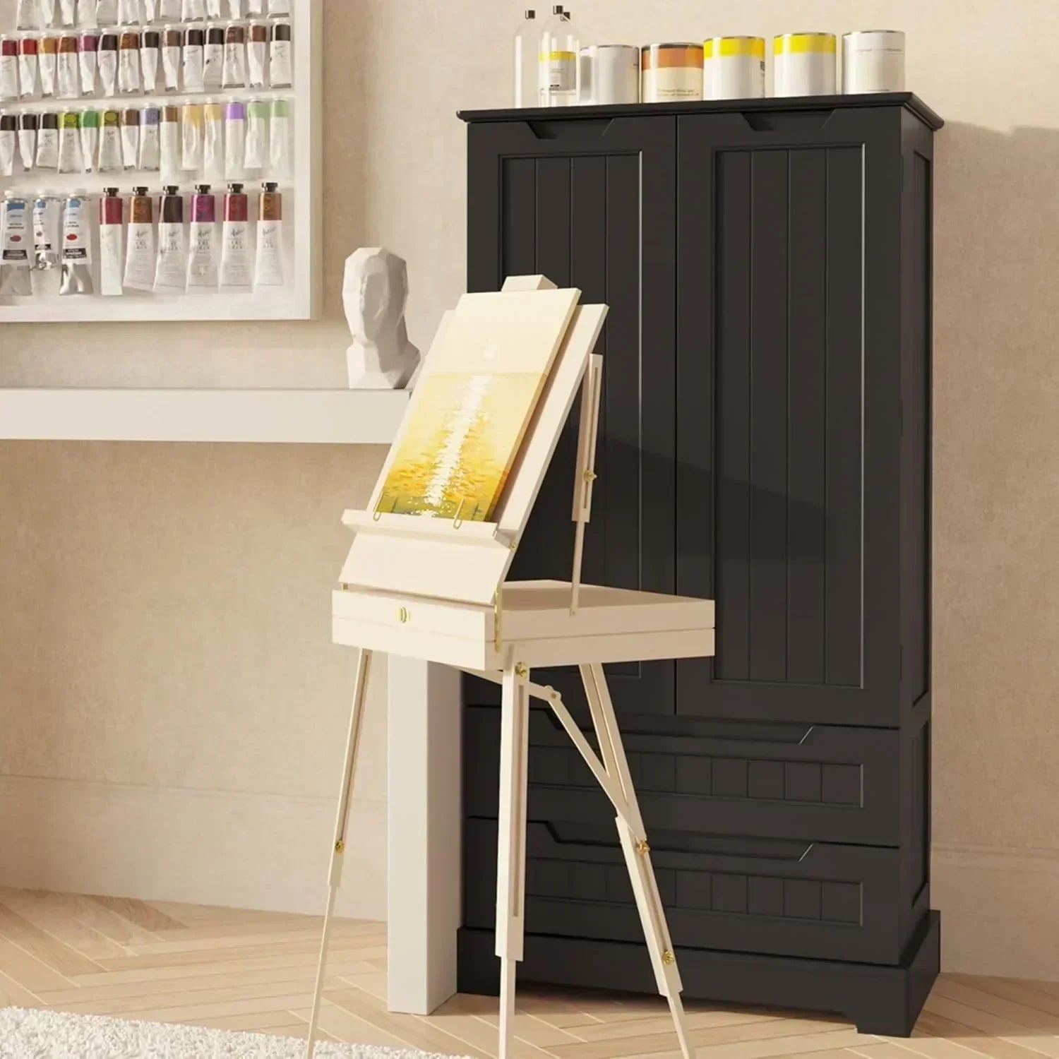 Gizoon Kitchen Pantry Cabinet with Drawers Freestanding Bathroom Storage Cabinet with Doors wourant