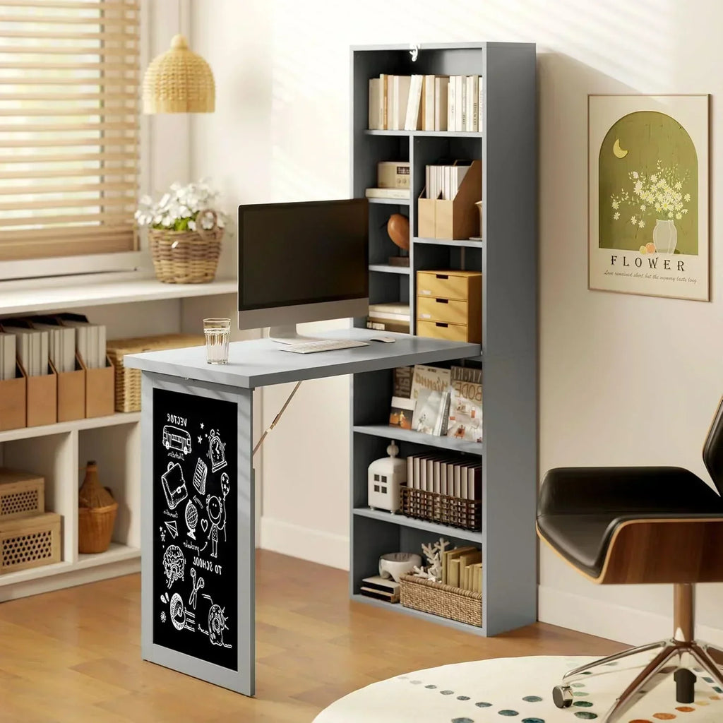 Folding convertible writing desk wall mounted desk cabinet multifunctional home workstation wourant