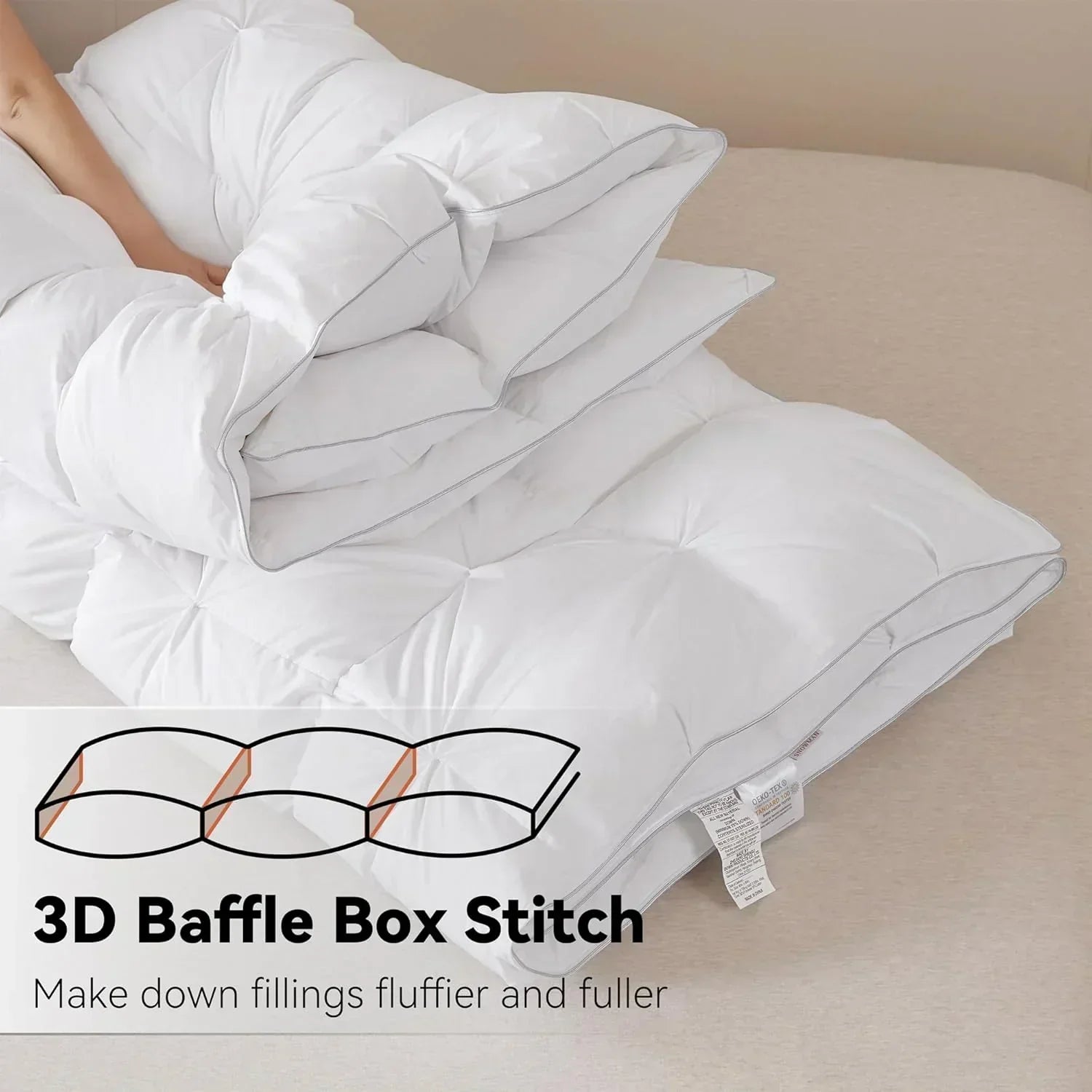 Premium Down Comforter 3D Baffle Box Design wourant