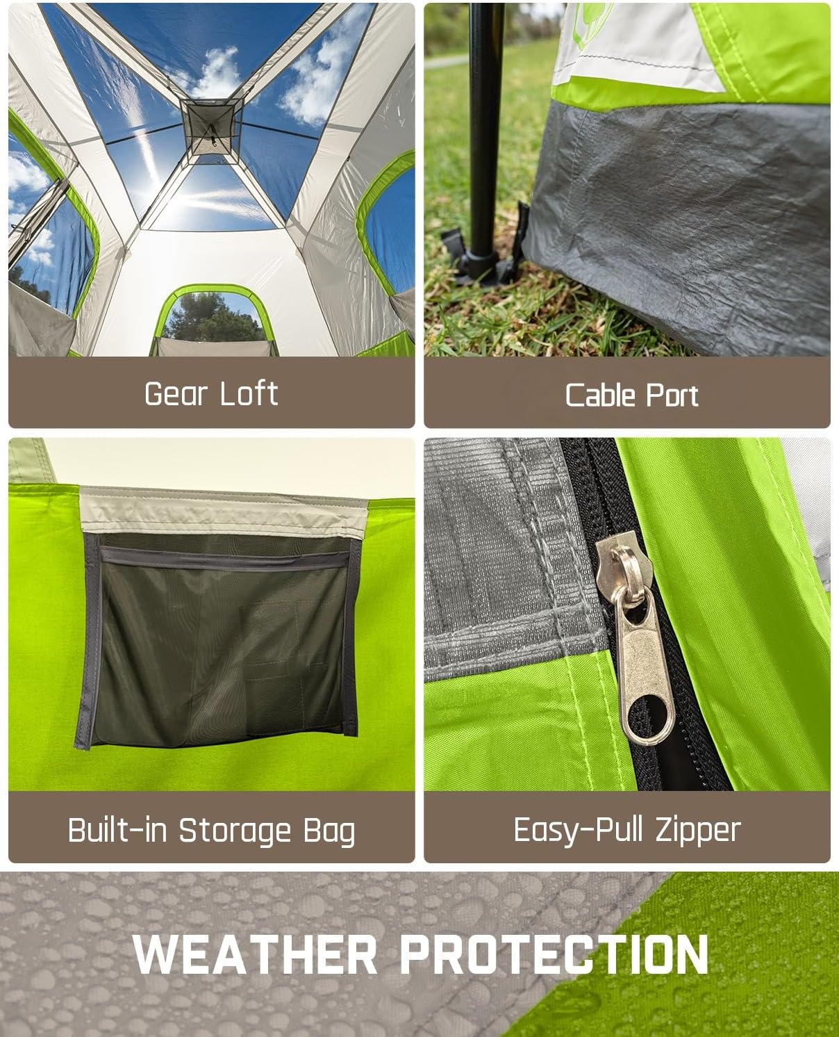 Portable camping tent for 4/6/8/10 people with instant cabin and rainproof and windproof wourant