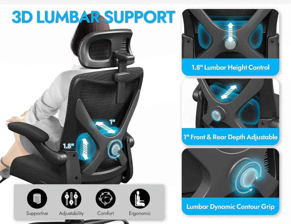 Office computer desk and chair gaming chair with lumbar support and headrest wourant