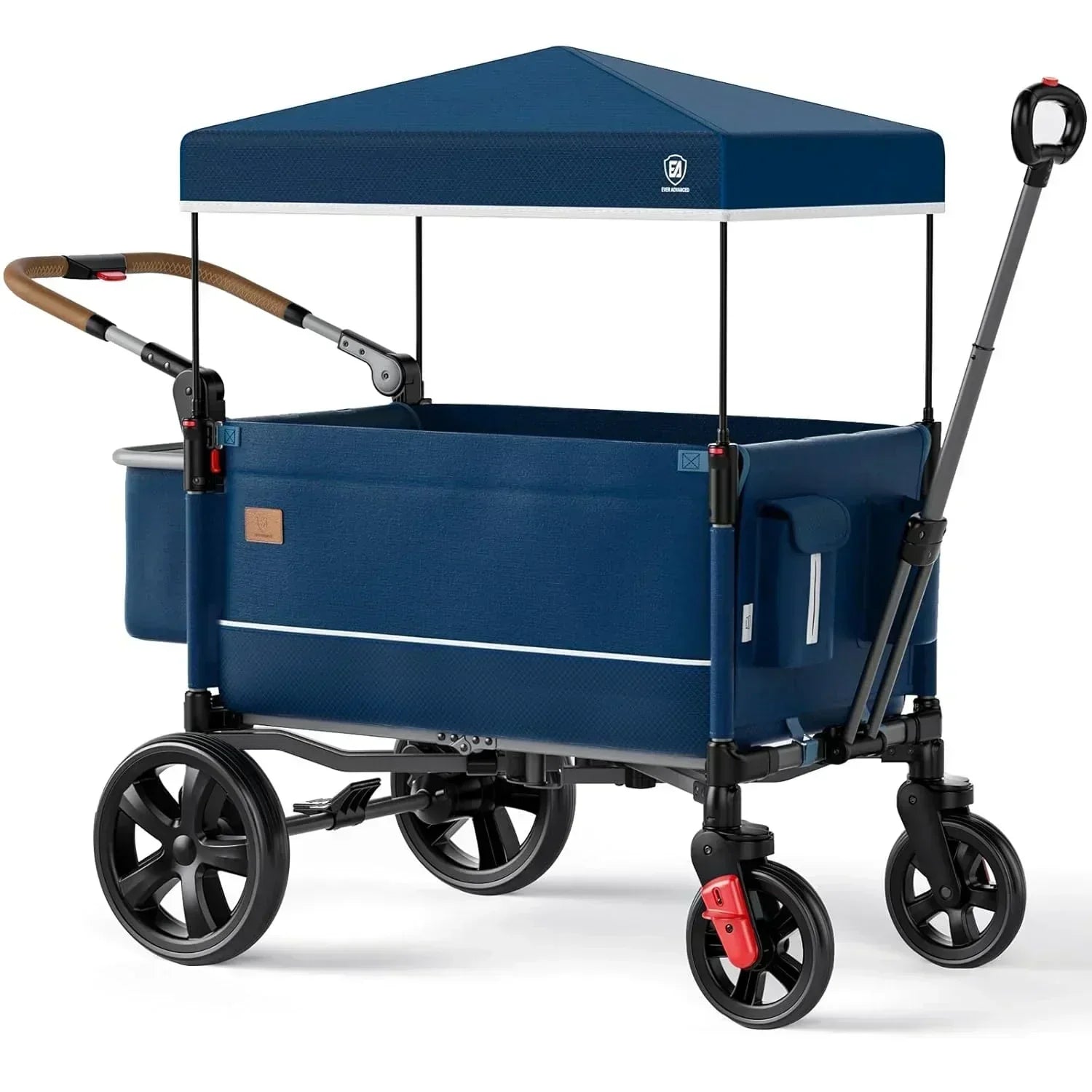 EVER ADVANCED Side-unzip Wagon Stroller for 2 Kids Push Pull Stroller with Adjustable Handle wourant