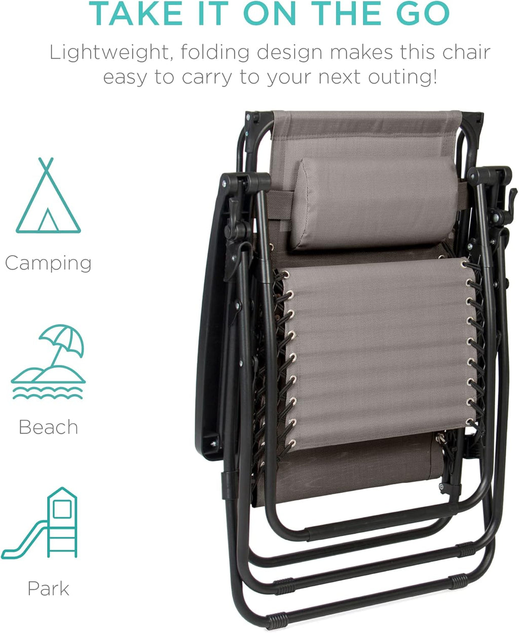 Best Choice Products Folding Zero Gravity Recliner Patio Lounge Chair Adjustable Canopy Shade wourant