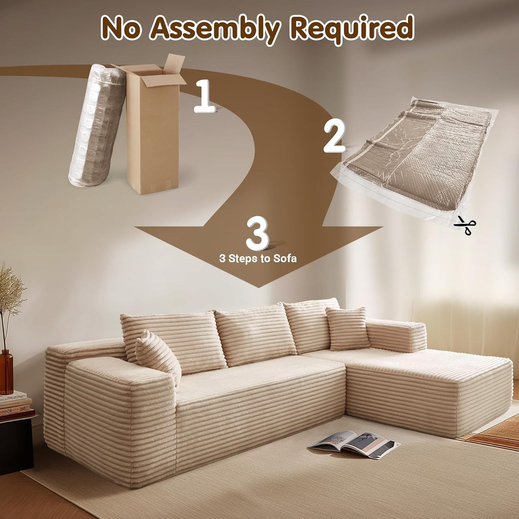 Ovios 104" Cloud Section Sofa L-shaped lounge chair, modern modular sofa wourant