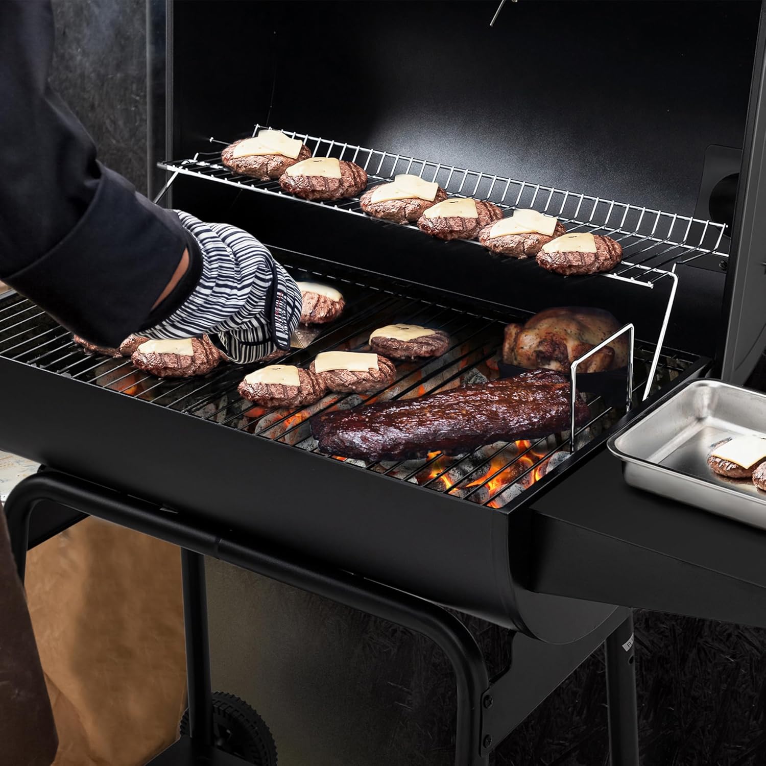 Royal Gourmet CC1830 30 Inch Barrel Charcoal Grill with Side Table, Outdoor BBQ Grill with 627 Sq. In. Cooking Space for Backyard, Patio and Parties, Black wourant