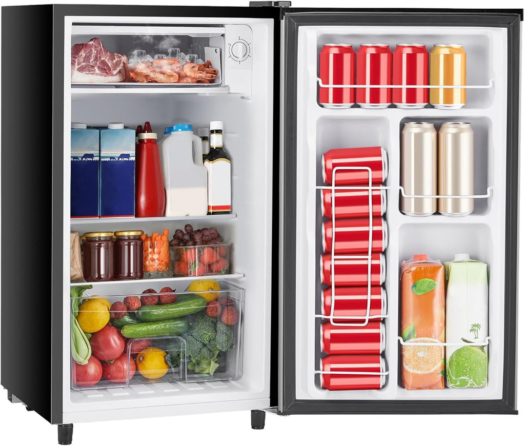 Sweetcrispy 3.2 Cu.Ft Mini Fridge with Freezer Small Refrigerator Single Door Compact Fridge wourant