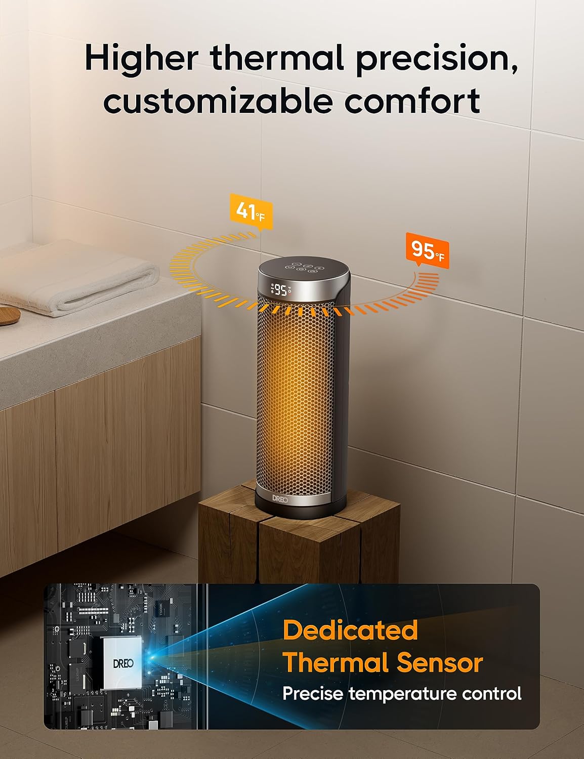 Dreo Space Heater, 1500W Electric Heaters for Indoor Use with Thermostat, 70° Oscillation, 8 Safety Protections, 5 Modes, Remote, 12H Timer, Quiet Portable Heater for Office, Bedroom, Large Room wourant