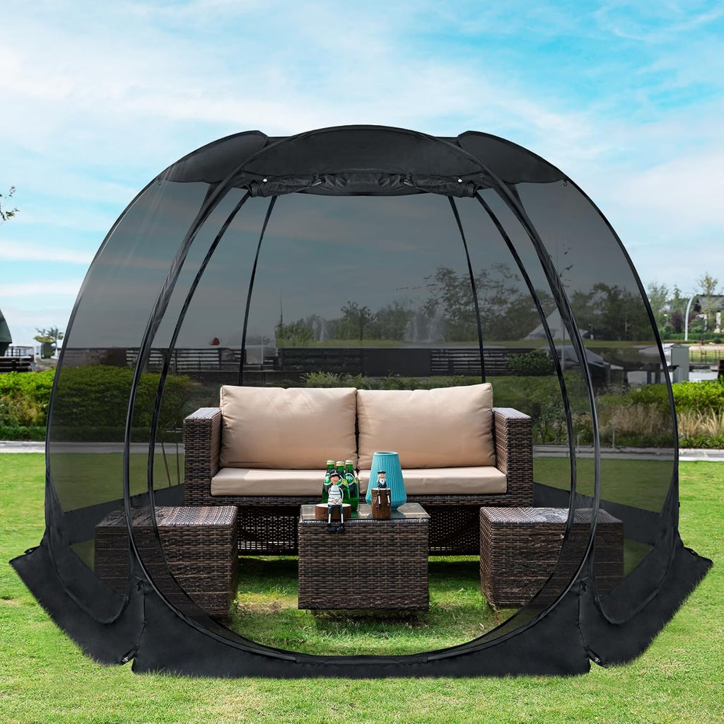 Alvantor Screen House Gazebo, 6-10-15 Person Pop Up Igloo Screened Canopy Tent with Mosquito Netting Sides, Instant UV Resistant Sun Shelter for Garden, Patio, Backyard wourant