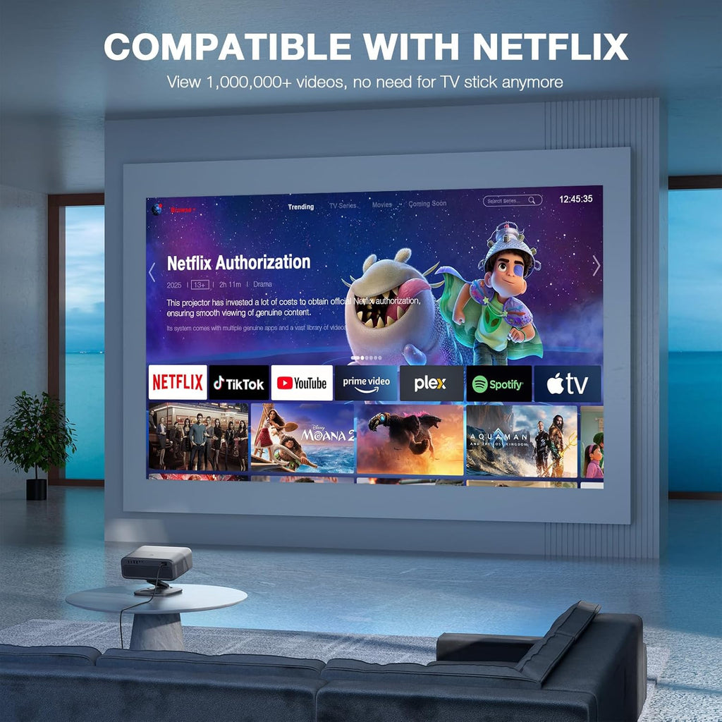 [Officially-Licensed APP & 2500 ANSI] 4K Projector with WiFi and Bluetooth,TOF Real-Time wourant