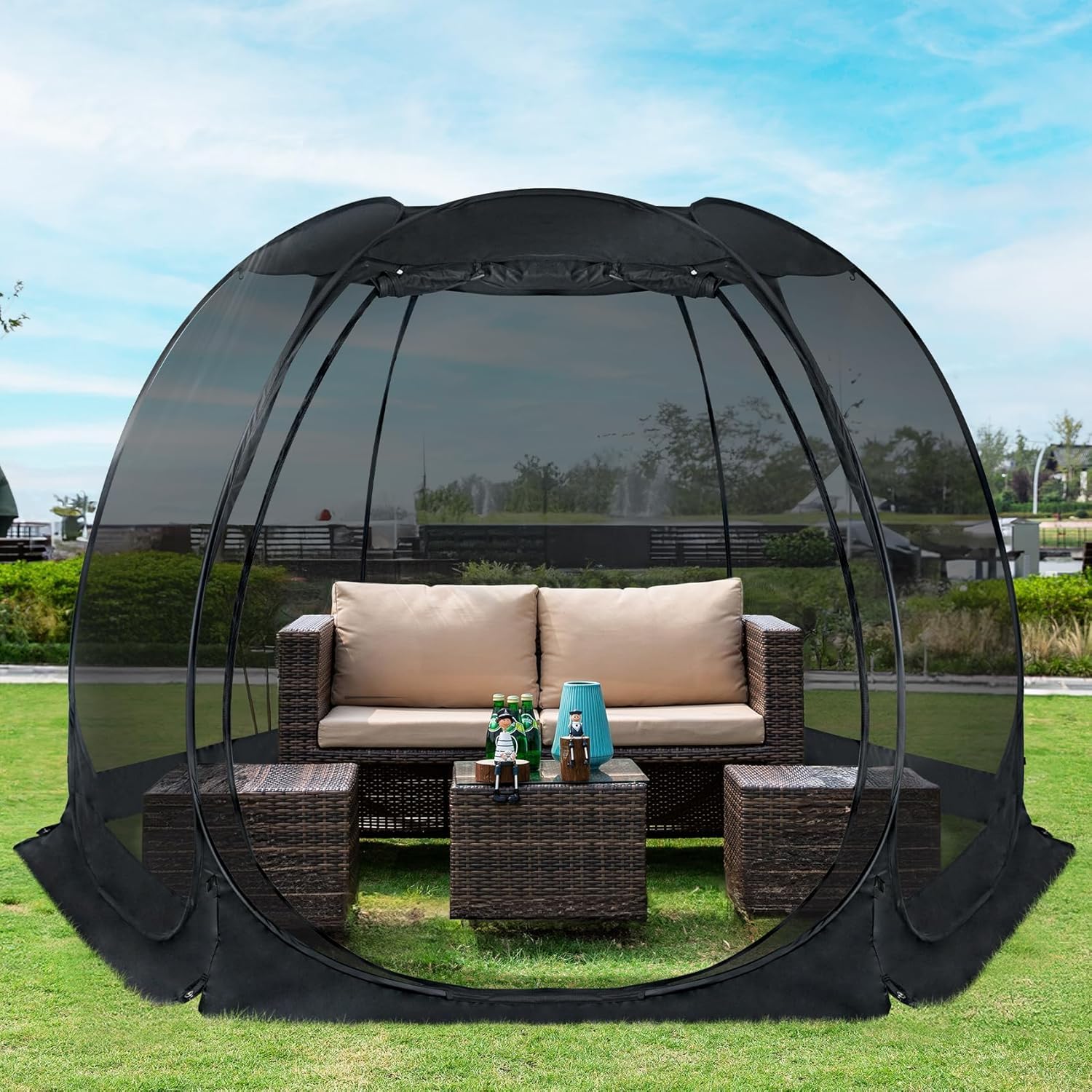 Screen gazebo, sleeps 6-10-15 people Igloo-style canopy tent with mosquito net on the sides Perfect for garden, patio, backyard wourant