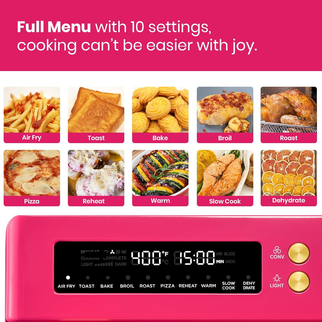Infrared Heating Air Fryer Toaster Oven, Extra Large Countertop Convection Oven 10-in-1 Combo, 6-Slice Toast, Enamel Baking Pan Easy Clean with Recipe Book, Black Matte Stainless Steel wourant