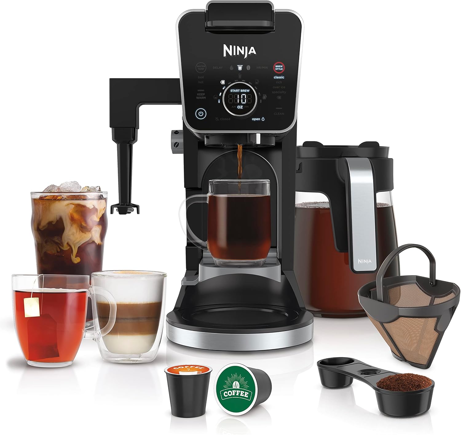 Ninja Drip Coffee Maker With K Cup Combo, DualBrew Pro Specialty Coffee System, Coffee Machine Compatible with K-Cup Pods, 12 Cup Single Serve Coffee Makers with Paper Filter, CFP301 woonhhop