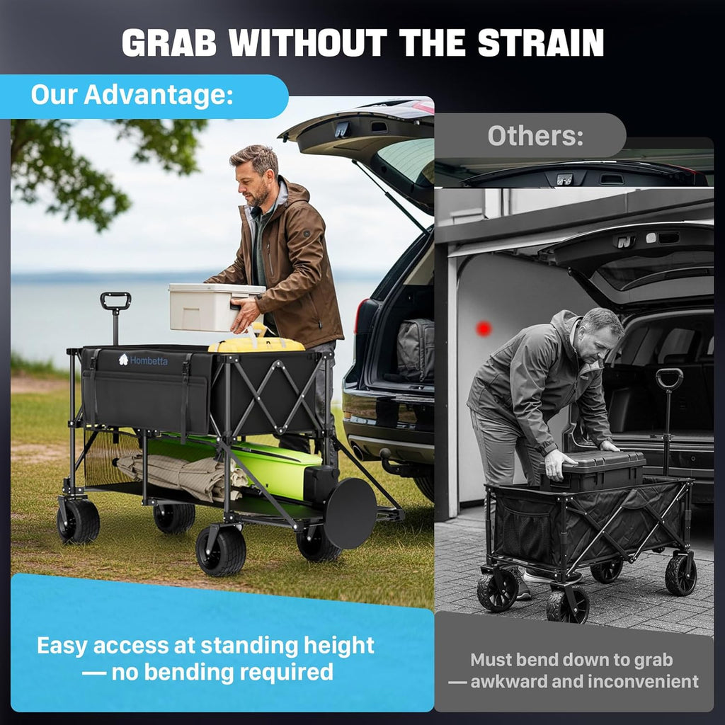 48" Extra Large Folding Travel Cart, 560 lb Capacity, 350 L Heavy Duty Utility Cart with Brakes and All-Terrain Wheels wourant