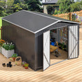 Polar Aurora 8 x 12 FT Outdoor Storage Shed, Metal Garden Shed with Updated Frame Structure, Tool Sheds for Backyard Garden Patio Lawn Black wourant