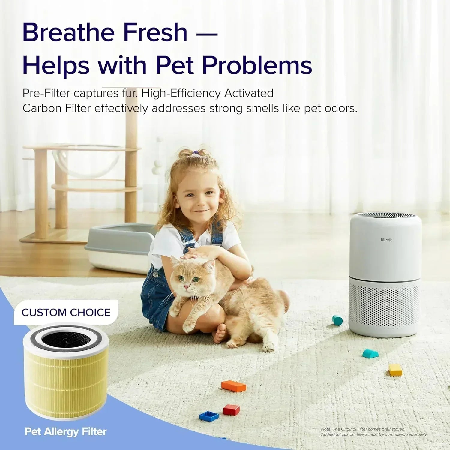 Air Purifier for Bedroom Allergies and Pet Hair 56W High Torque Motor wourant