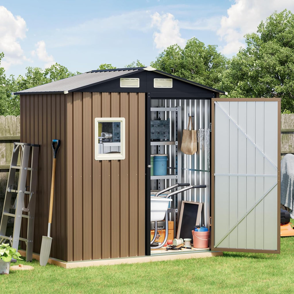 Breezz Outdoor Storage Shed 10 x 12ft. Utility Tool Shed Metal Storage Garden Shed wourant