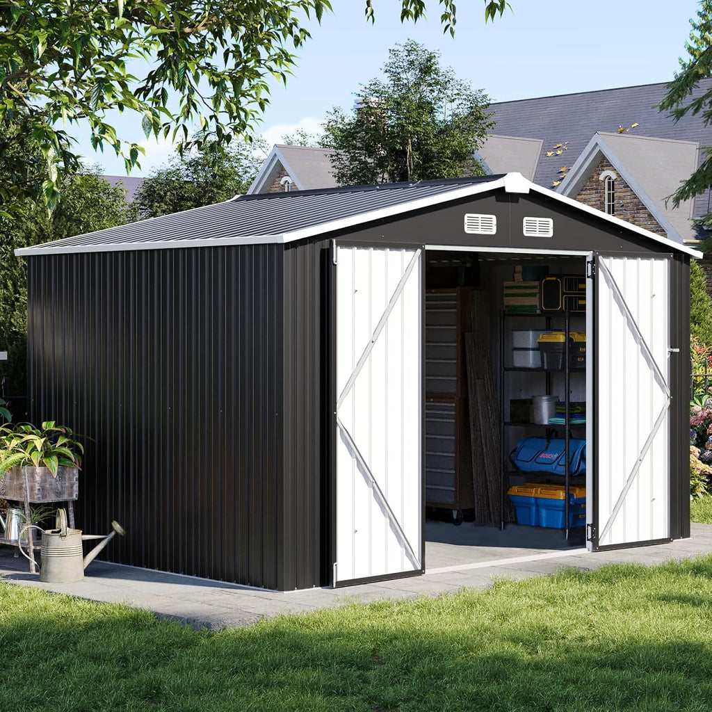 Aoxun 6.2x4ft Shed Outdoor Storage Shed with Lockable Door Metal Garden Tool Shed wourant