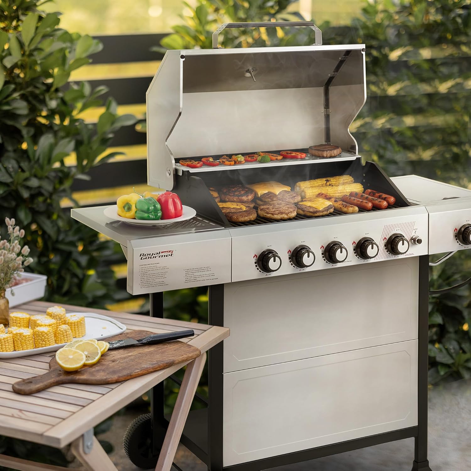 Royal Gourmet GA5401T 5-Burner Grill Liquid Propane Gas Grill with Side Burner wourant