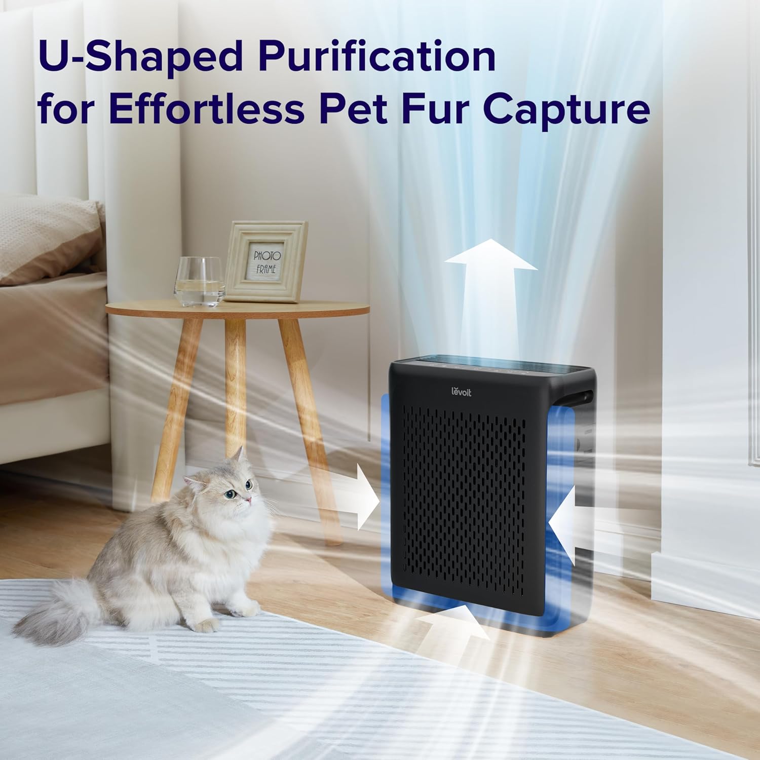 Large-room air purifier for home use with air quality monitor, washable pre-filter, and pet-friendly wourant