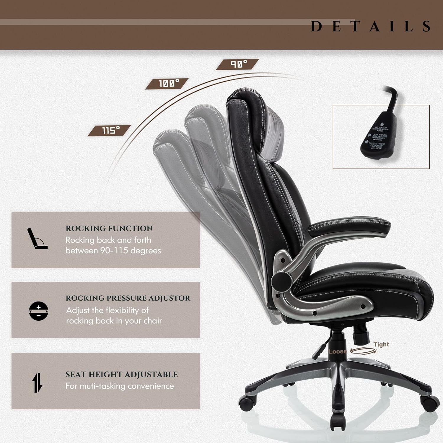 Executive Office Chair Computer Desk Chair Swivel Home Office Chair Upgraded Casters wourant