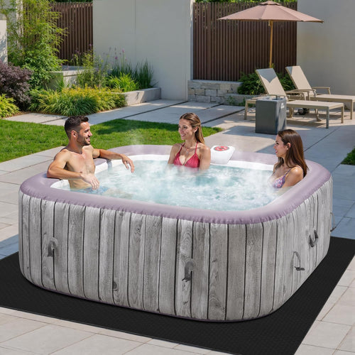 4-6 Person Inflatable Hot Tub, Portable Outdoor Spa with 130 Air Jets, Circulation Heating wourant